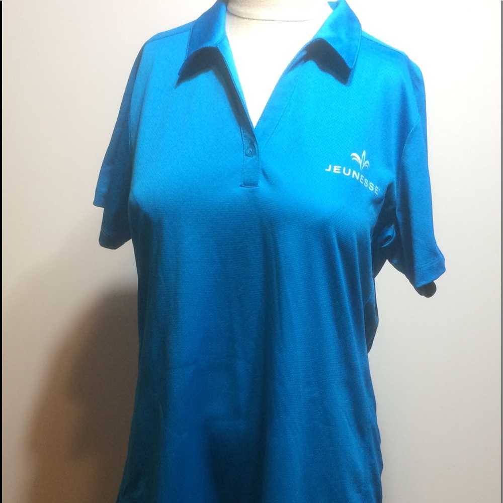 Jeunesse Shirt Sz L Womens Blue Polo Top Dri-Fit - Picture 4 of 8